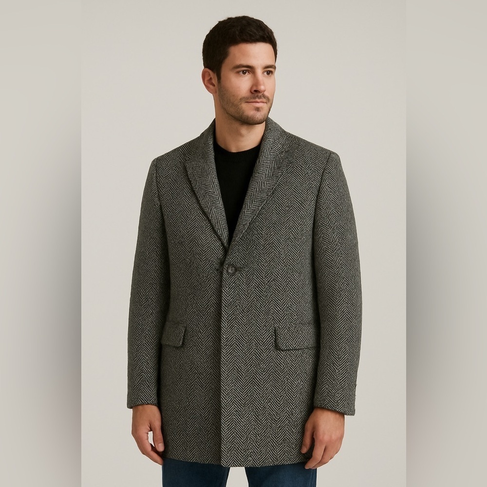 Braveman Men's Gray Herringbone Blazer/‎ Coat Size M
